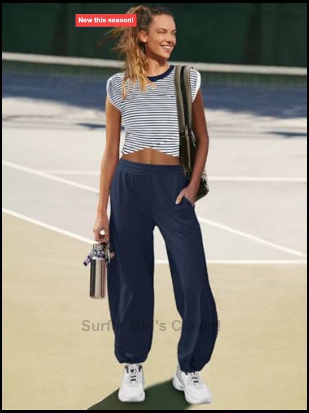 2 Piece Loungewear Set with Cropped Top and Wide Leg Pants Pockets - Picture 2 of 6